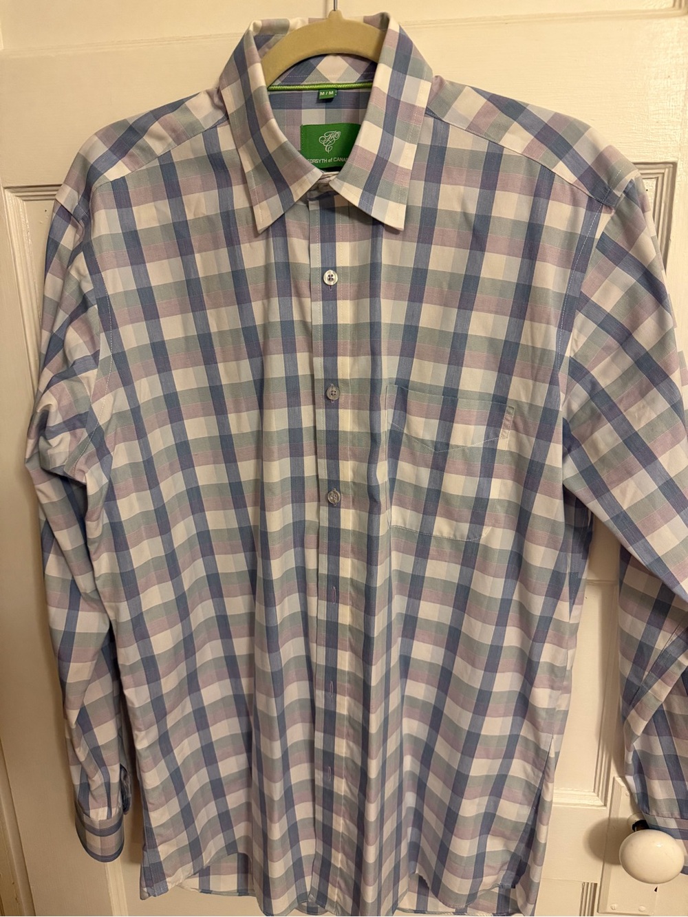 Forsyth of Canada Men's Checked Button-Down Shirt in Light Blue and Lavender
